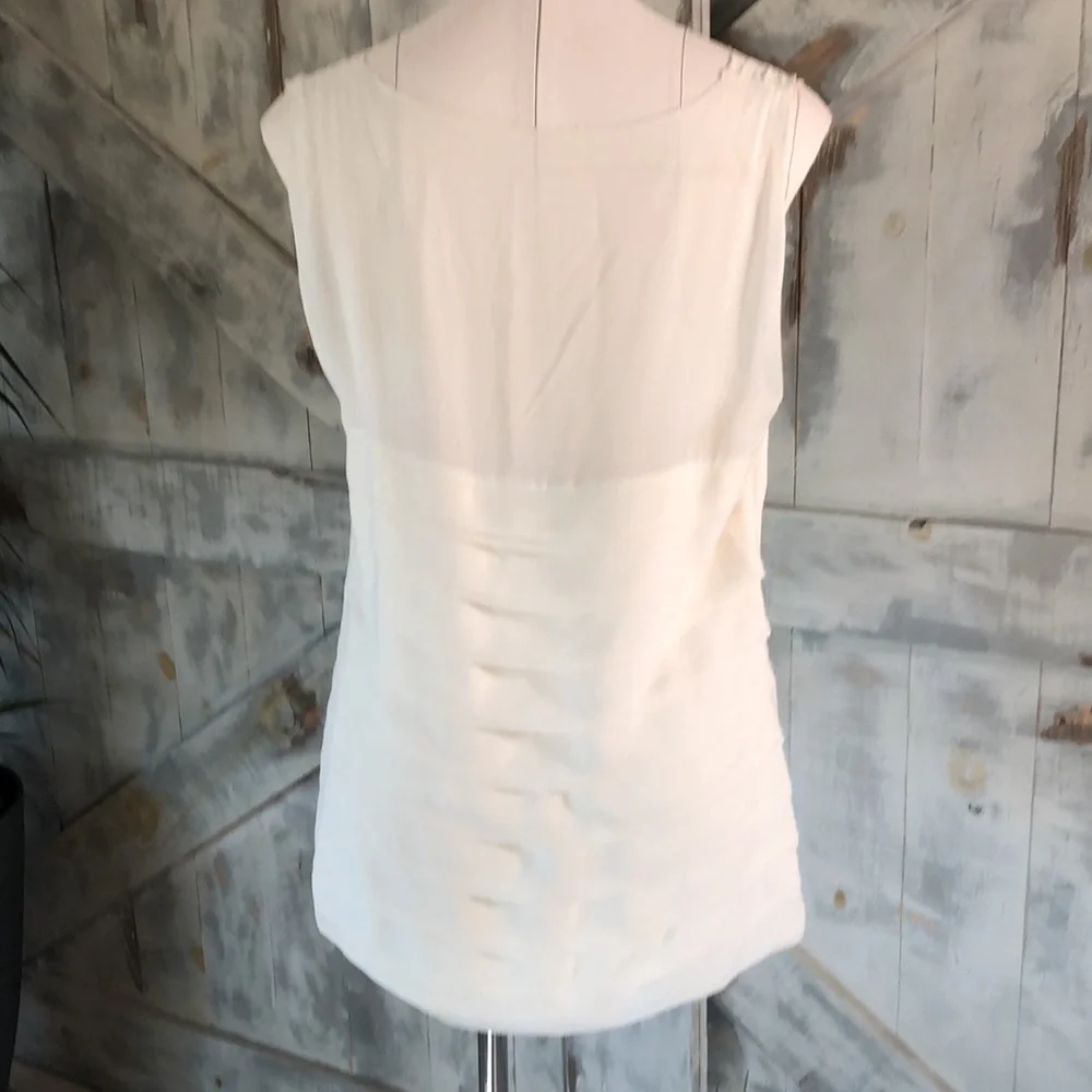 Tory Burch layered silk sleeveless top cream size 12